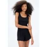 Aeropostale Knit Cropped Sleep Tank - Black