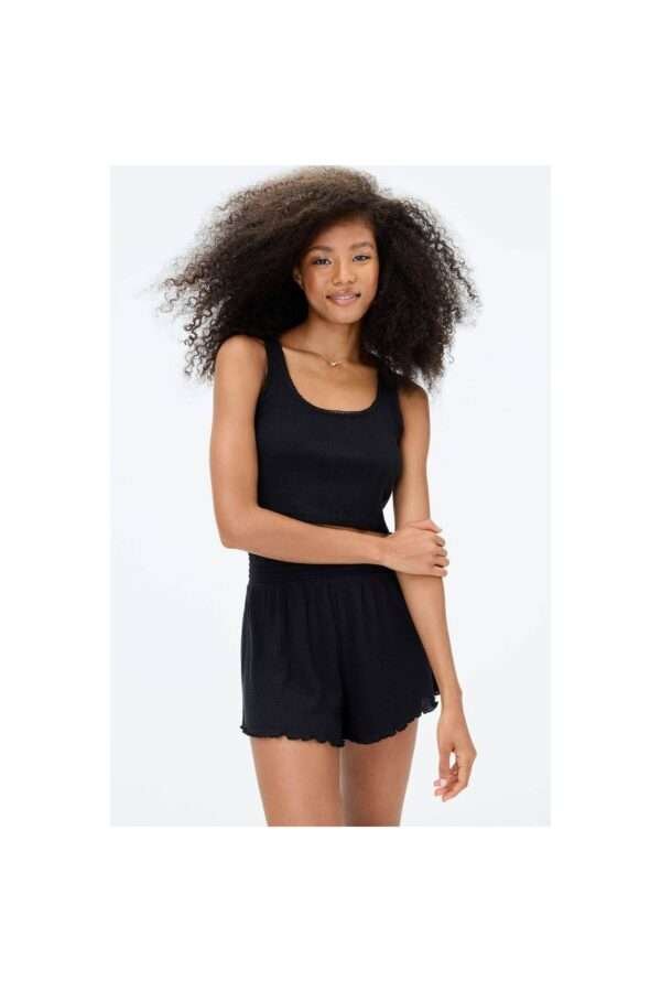 Aeropostale Knit Cropped Sleep Tank - Black